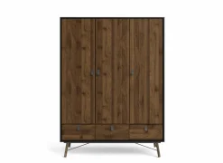 Kleerkast Ry 151cm - decor - mat zwart/okkernoot