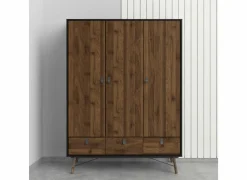 Kleerkast Ry 151cm - decor - mat zwart/okkernoot