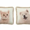 Kussen Hond Kat  45x45cm - stof - beige