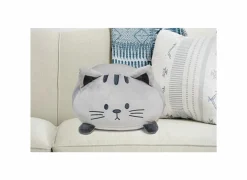 Kussen Kitty 33x20cm - polyester - grijs