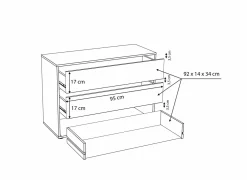 Ladekast Forte 98,7x40x71cm - decor - grijs