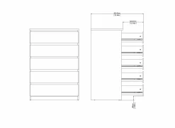 Ladekast Naia 77x50x112cm - melamine - wit hoogglans