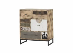 Ladekast Raffles 90x40x100cm - mango massief  - bruin & multikleur