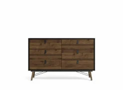 Ladekast Ry 151x41x95cm - decor - mat zwart/okkernoot