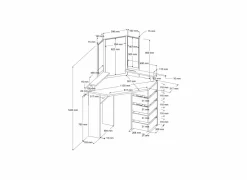 Make-up tafel Volage met spiegel 114x114x142cm