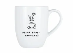 Cosy & Trendy Mok Cosy Drink happy thoughts 53cl - porselein - wit