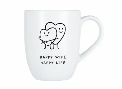Cosy & Trendy Mok Cosy Happy wife, happy life 53cl - porselein - wit