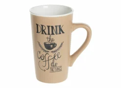 Mok Hot drink 50cl Ø9,1x15cm - porselein - zwart & beige