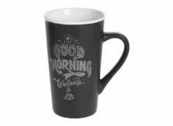 Mok Hot drink 50cl Ø9,1x15cm - porselein - zwart & beige