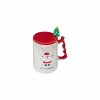 Mok Kerstman 35cl - porselein - wit met lepel