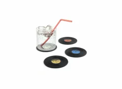 Zone Onderzetters voor glazen LP Ø9cm - kunststof - zwart - set van 4