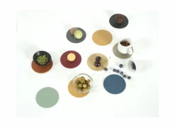 Onderzetters voor glazen Togo Ø10cm - lederlook - zwart - set van 4