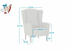 Oorfauteuil Canto 76x80x107cm - stof - taupe