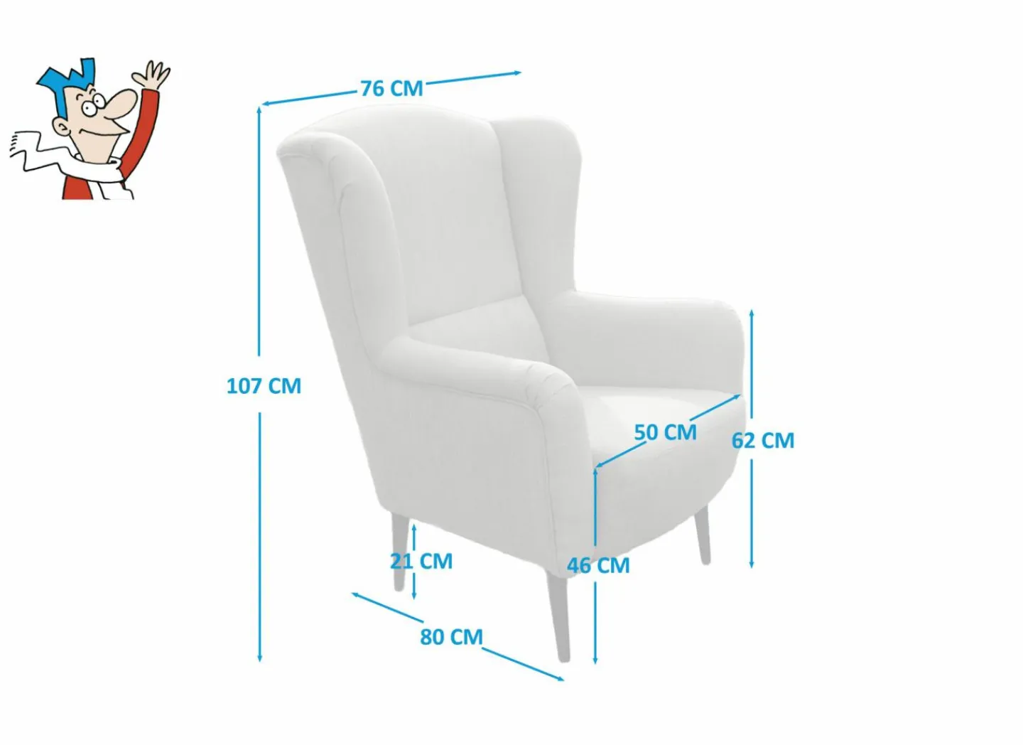 Oorfauteuil Canto 76x80x107cm - stof - natuur