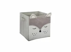 Opbergbox Vos 29x29x29cm - polyestervezel & papier - grijs