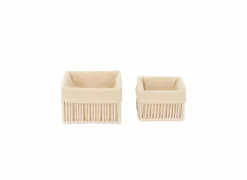 Opbergmand Solea set van 2 - geweven touw & katoen - beige