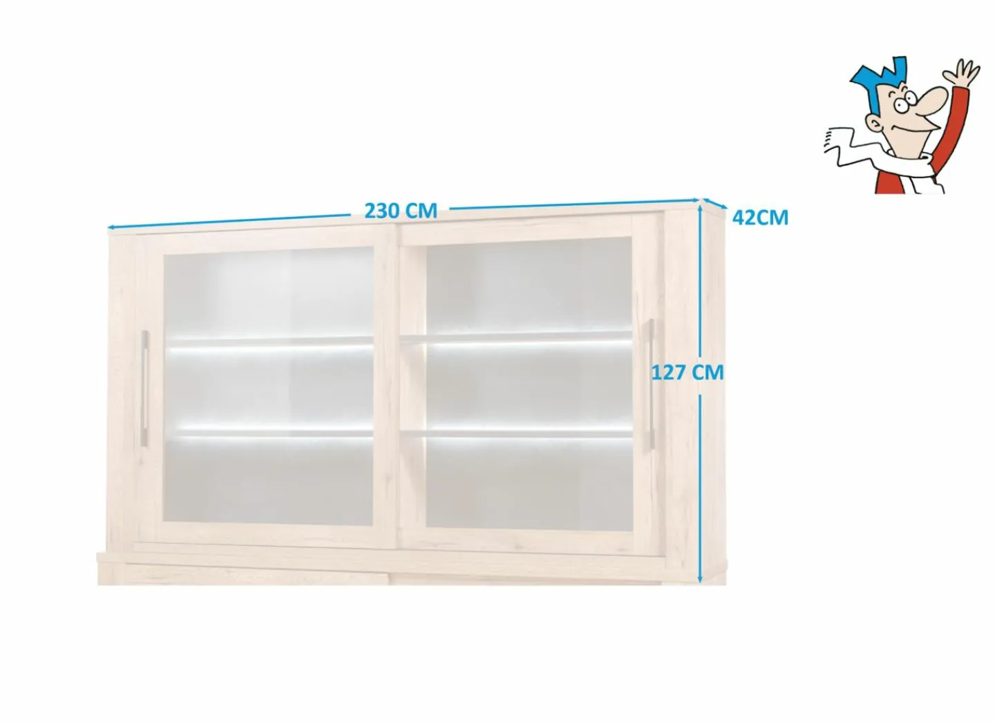 Opzetstuk Otto 230cm - decor - scarlet eik