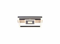 Brilliant Plafondlamp Baldo 29,5x27,5cm - metaal/hout/kunststof - zwart/naturel