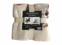 Plaid Kat Hond 150x200cm - microvezel - beige & bruin & grijs