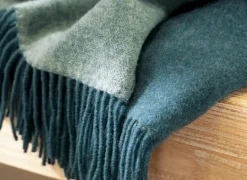 Plaid Teal-Green 130x170cm - kasjmier & wol - blauw & groen