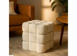 Poef Chimera 36x36x38,5cm - bouclé- creme