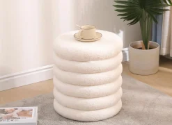 Poef Drunk Ø38cm - stof - wit