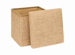 Poef Opvouwbaar 31x31x31cm - jute - naturel