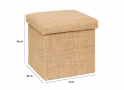 Poef Opvouwbaar 31x31x31cm - jute - naturel