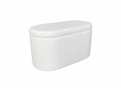 Poef Suzanna met opbergruimte 82x42cm bouclé wit