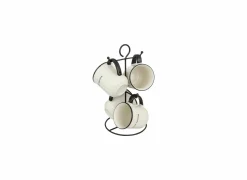 Rek 4 mokken Alix 20cl - porselein & metaal - zwart & wit