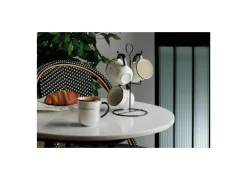 Rek 4 mokken Alix 20cl - porselein & metaal - zwart & wit