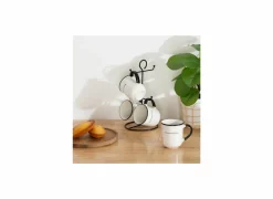 Rek 4 mokken Alix 20cl - porselein & metaal - zwart & wit