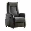 Relaxzetel Hukla elektrisch - leder - antraciet met 2 motoren & extra lange beensteun