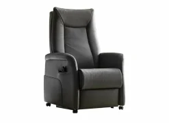 Relaxzetel Hukla elektrisch - leder - antraciet met 2 motoren & extra lange beensteun