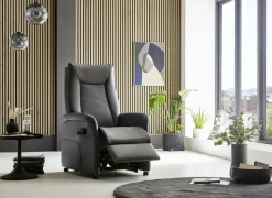 Relaxzetel Hukla elektrisch - leder - antraciet met 2 motoren
