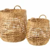 Rieten mand Waterhyacinth  42,5x55cm - riet - naturel set van 2