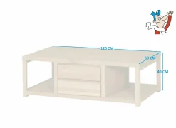 Salontafel Amarillo 120x60cm - eik massief & decor -  naturel