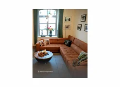 Salontafel Antz Ø90cm - mango massief - naturel & zwart met opbergruimte