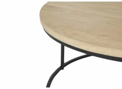 Salontafel Barn Ø75x38/Ø55x33cm - eik massief - naturel set van 2