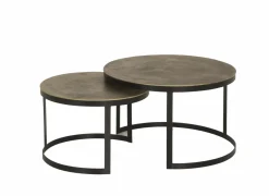 Salontafel Brass Ø75/Ø60cm - metaal - antique brass set van 2