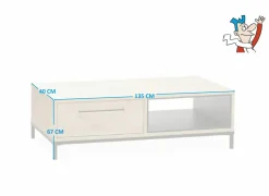 Salontafel Bridge 135x40cm - lamulux - fresh oak & old piano