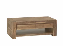 Salontafel Carbone 125x65cm - sheesham massief &  decor - naturel