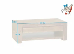 Salontafel Carbone 125x65cm - sheesham massief &  decor - naturel