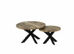 Salontafel Cenote Ø77/Ø55cm - hout massief - naturel set van 2