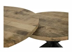 Salontafel Cenote Ø77/Ø55cm - hout massief - naturel set van 2