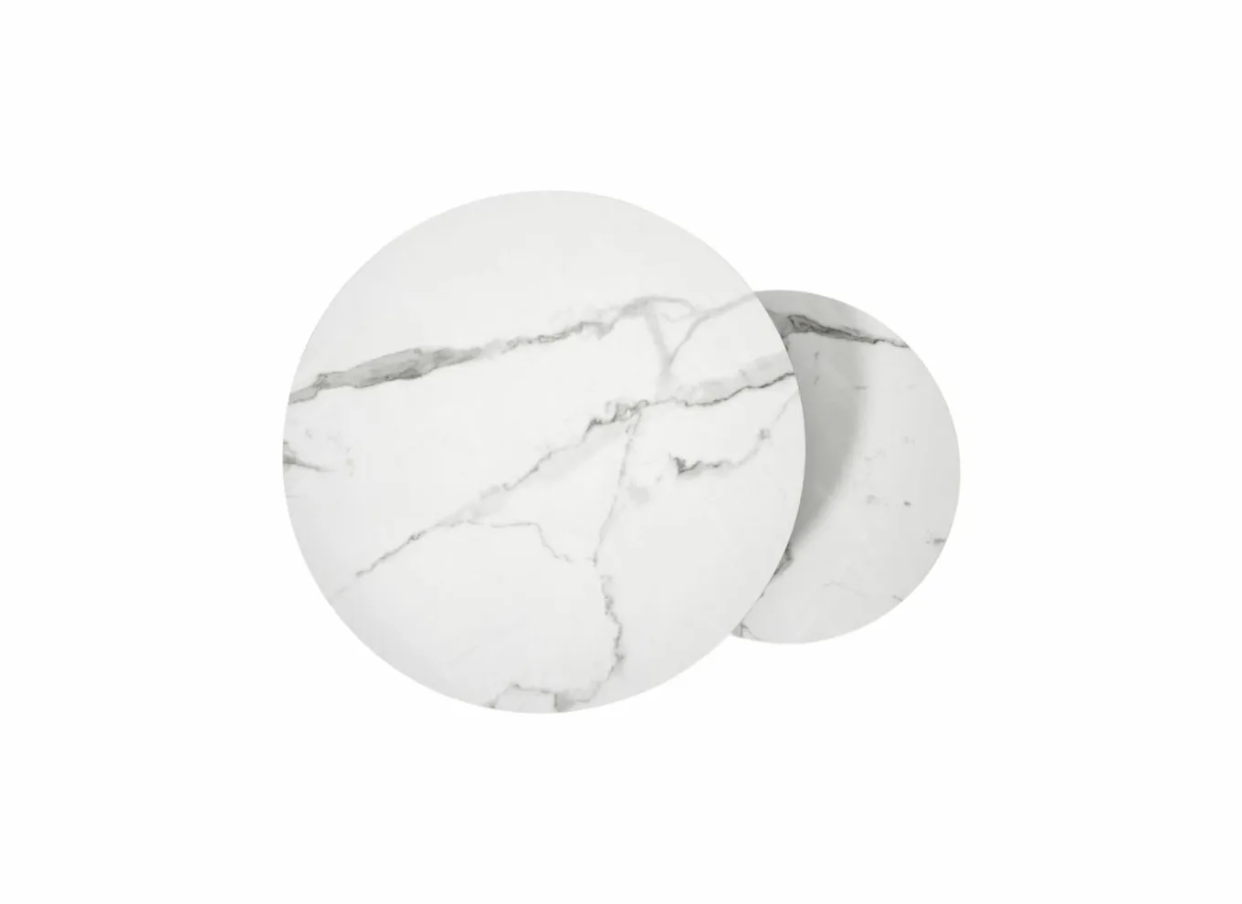 Salontafel Ø70/Ø50cm - keramiek & metaal - wit set van 2