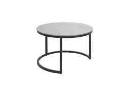 Salontafel Ø70/Ø50cm - keramiek & metaal - grijs set van 2