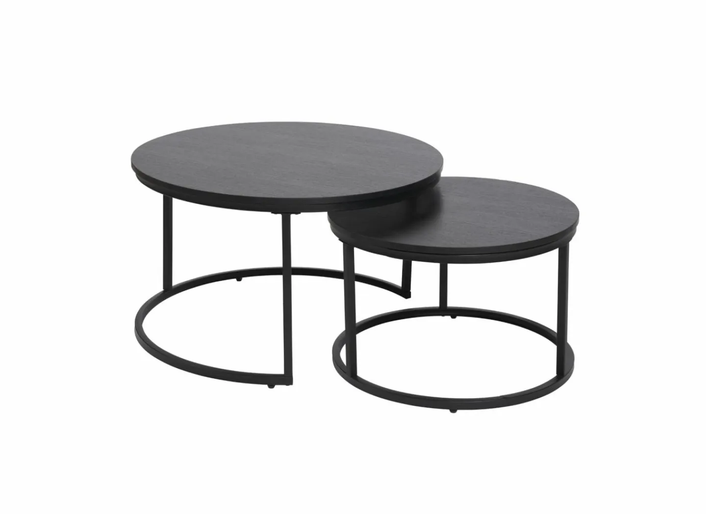 Salontafel Ø70/Ø50cm - melamine - nero set van 2