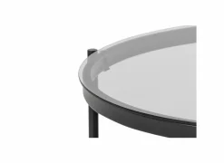 Salontafel Ø79cm - metaal - zwart mat & smoked glass