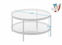 Salontafel Ø79cm - metaal - zwart mat & smoked glass